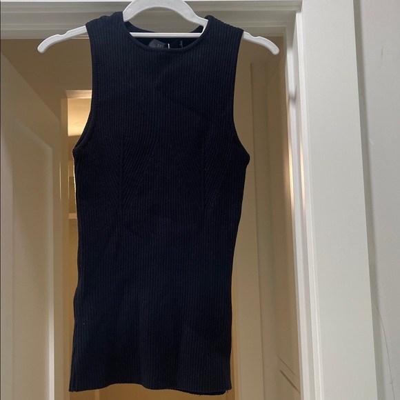 Zesica black ribbed tank top with high neckline. NWT - Picture 5 of 6